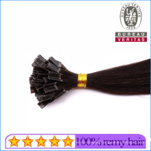 22" Straight Black Human Virgin Remy Hair Double Drawn Brazilian Ponytail Hair Extensions V-Tip Hair